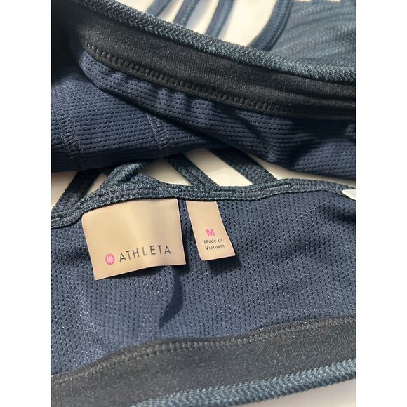2 Pc Athleta Set Blue Sports Bra & Crop Legging Med - Picture 2 of 7